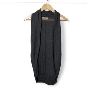 Red Pedal Sleeveless Drape Cardigan Vest Charcoal Gray Layering Top Size M